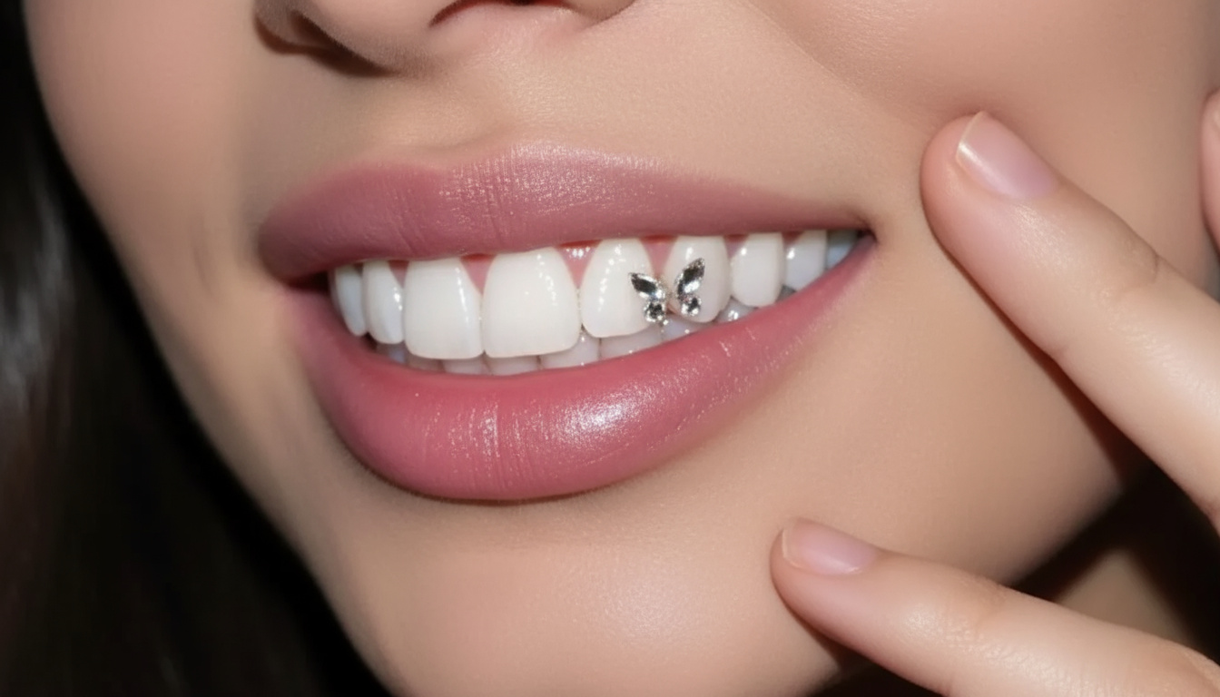 Beautiful tooth gem application